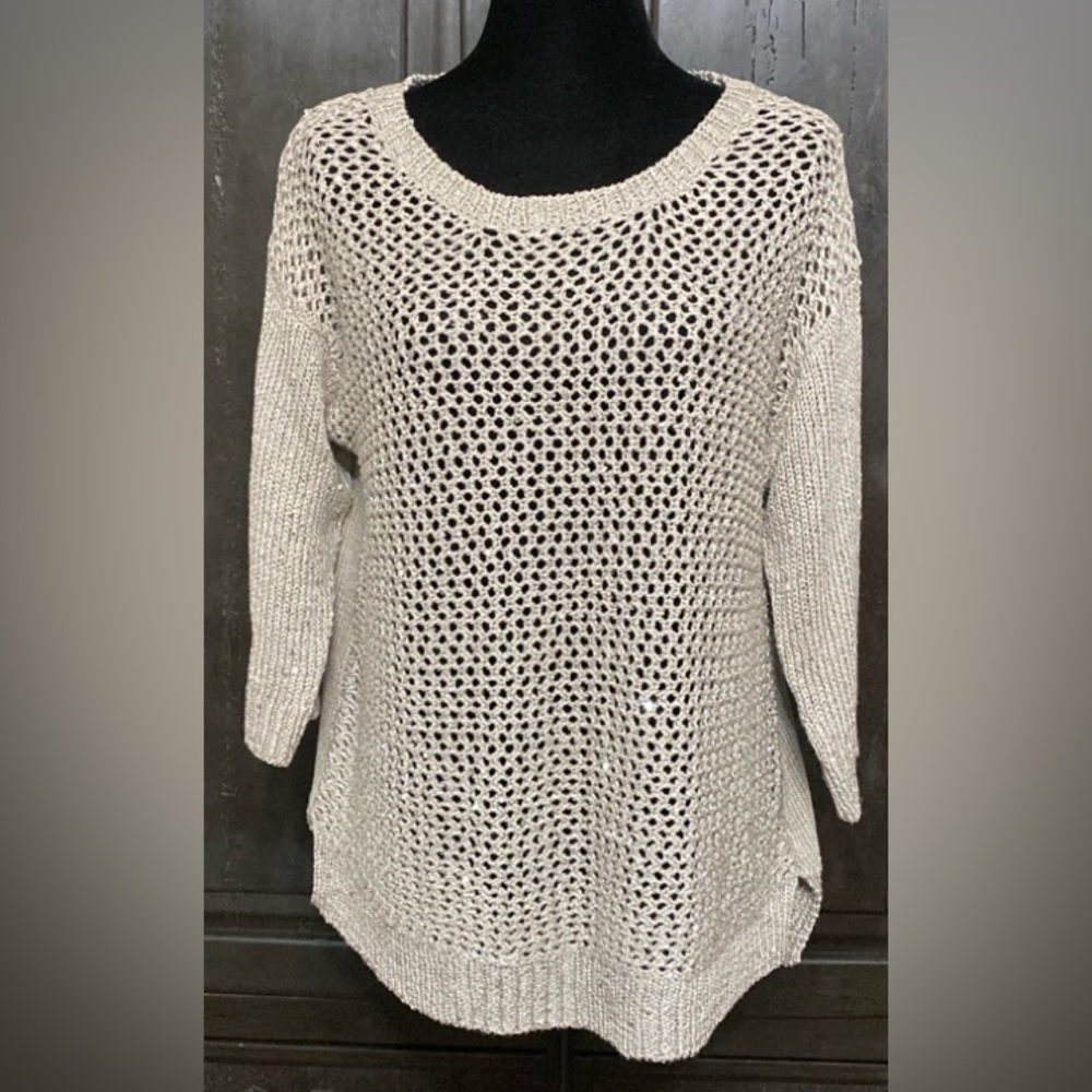 Lane Bryant gray sequence O/S 1/4 sleeves sweater- size large